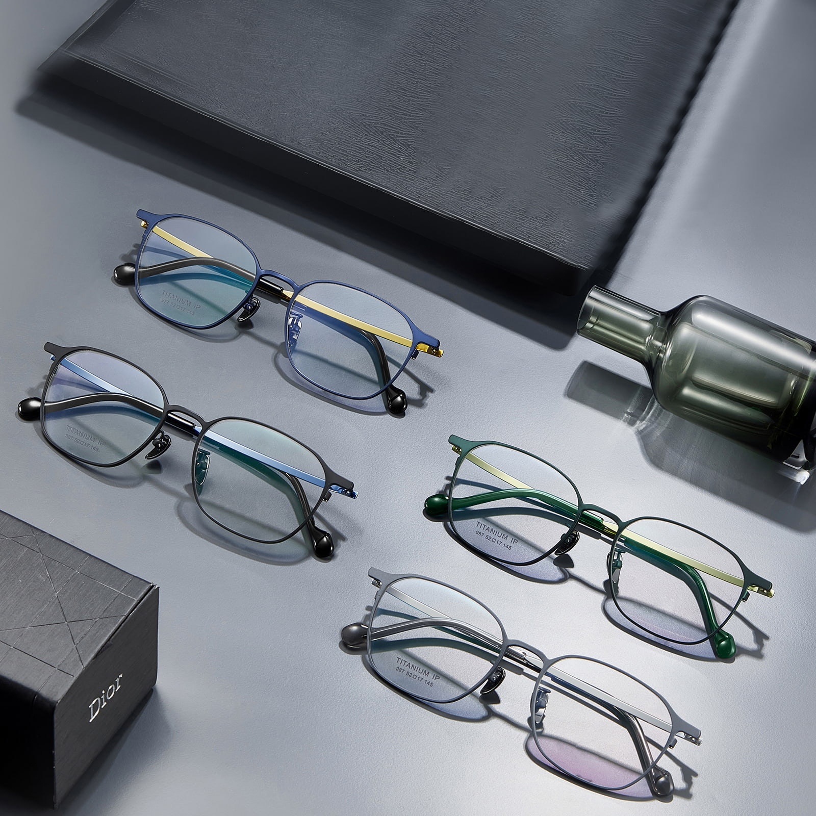 987 Simple Gradient Color Temples Pure Titanium Glasses